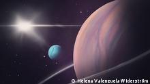 Representación artística de la exoluna que orbita el exoplaneta Kepler 1708 b.