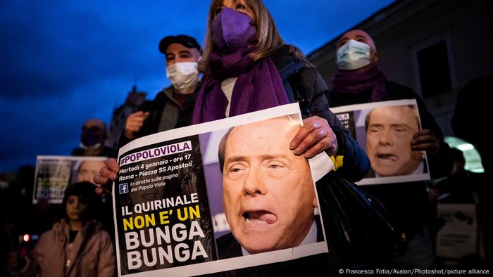Demonstration organized by the Popolo Viola (Purple People) movement against the hypothesis of Silvio Berlusconi's candidacy