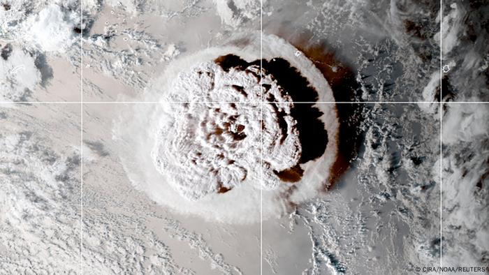 A satellite image of an ash cloud