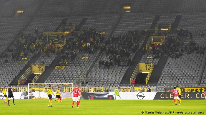 750 Dortmund fans cheer on their team in a game against Freiburg