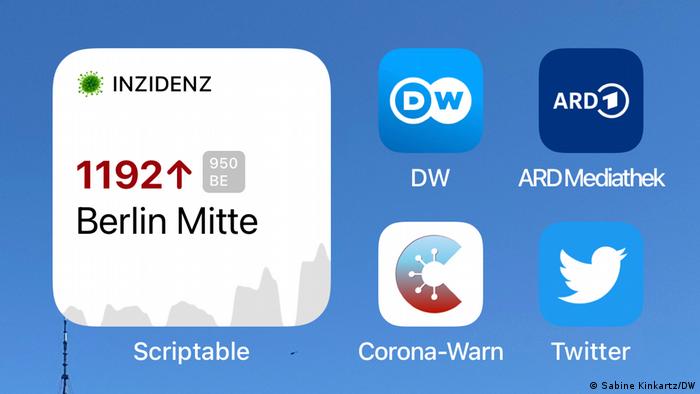 Corona in Deutschland Screenshot Handy mit Inzidenz-App