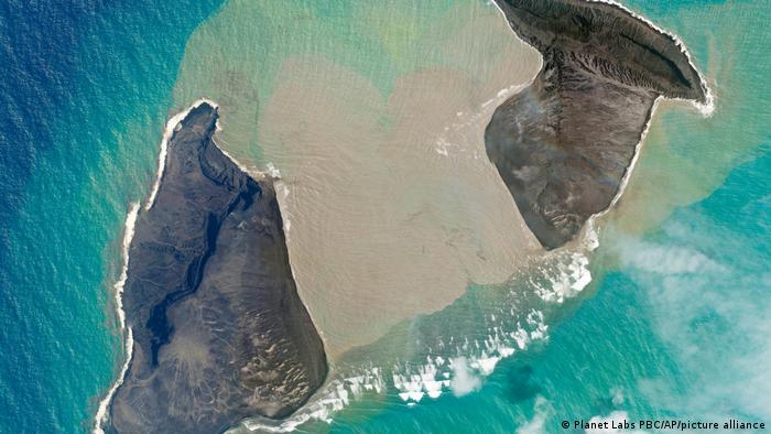 The Hunga Tonga Hunga Ha'apai volcanic island