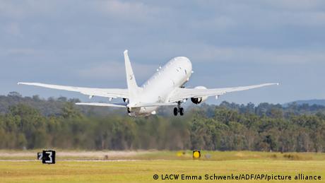 A Royal Australian Air Force aircraft takes off from an airbase in Amberly, Australia