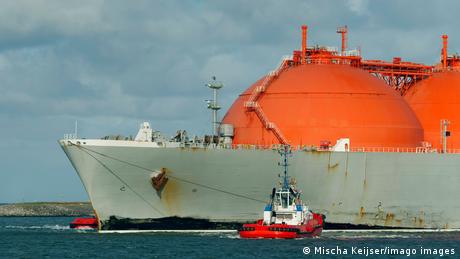 An LNG tanker in Rotterdam port