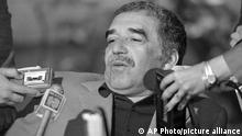 FILE - In this Oct. 21, 1982 file photo, author Gabriel Garcia Marquez is interviewed at his home in Colombia after he was announced the winner of that year's Nobel Prize in Literature. The Swedish Academy praised Marquez for his novels and short stories, in which the fantastic and the realistic are combined in a richly composed world of imagination, reflecting a continent's life and conflicts. Garcia Marquez is widely seen as the Spanish language’s most-popular 20th century writer through novels such as “One Hundred Years of Solitude. This year's winner is set to be announced on Thursday, Oct. 5, 2017. (AP Photo, File)