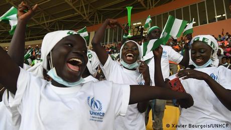 Girls from the Minawao Refugee Camp at the Nigeria vs. Sudan game