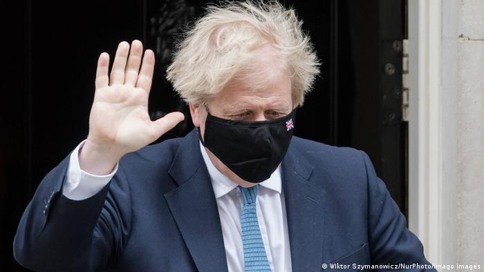 British Prime Minister Boris Johnson leaves 10 Downing Street. 