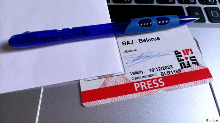 Белорусская пресс-карта члена БАЖ, выданная Международной федерацией журналистов IFJ