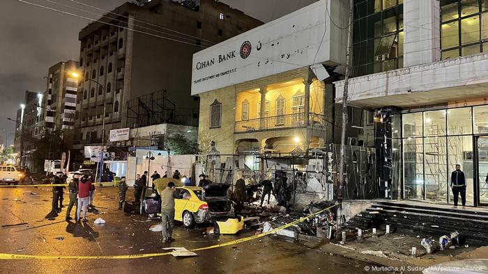 Two banks in the Iraqi capital are targeted with explosives late Sunday, leaving two people injured.