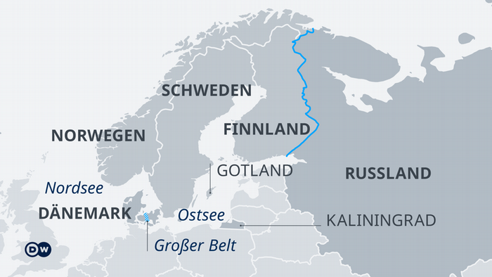 Границата между Финландия и Русия: синята линия
