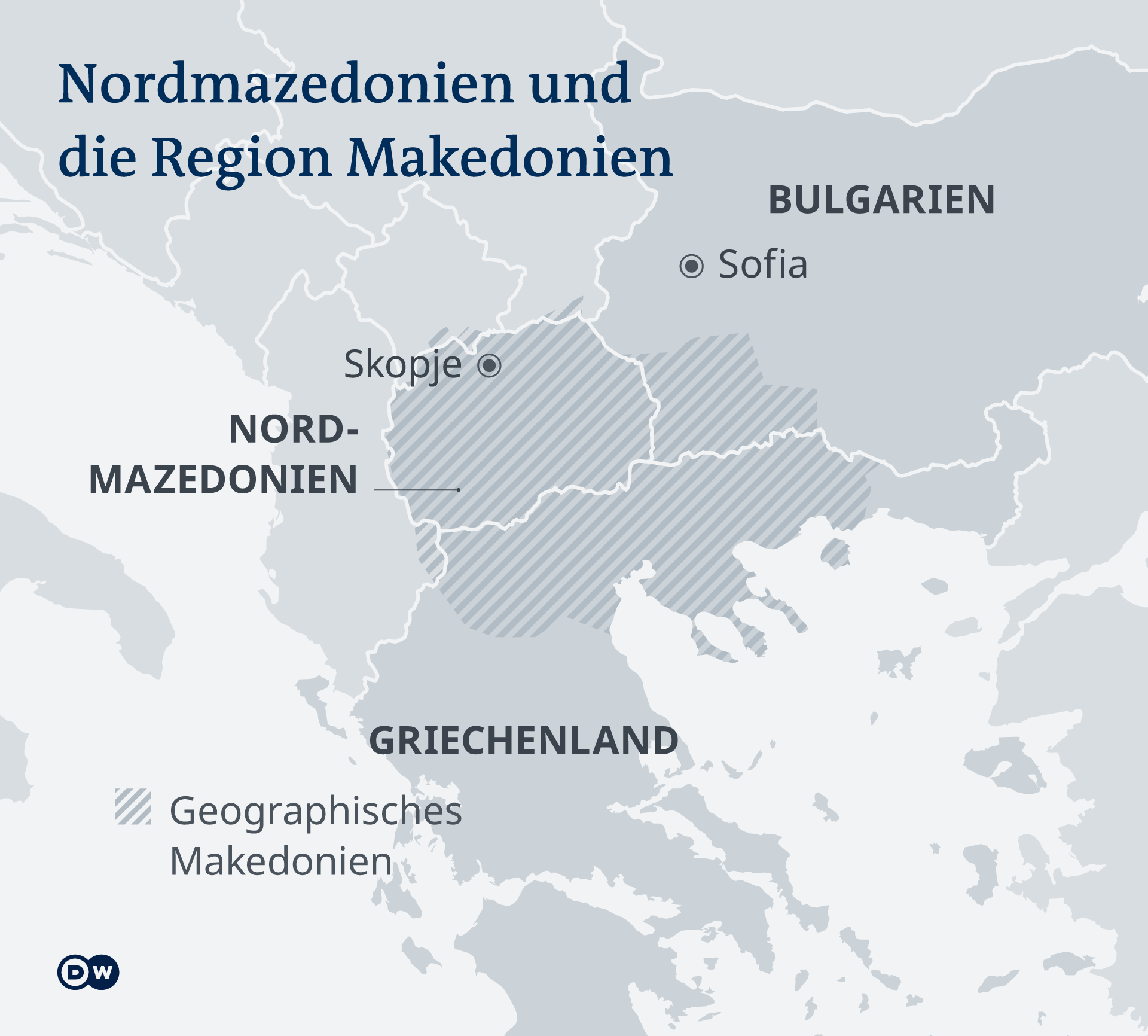 Infografikk Karte Nordmazedonien und die Region Makedonien DE