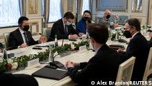 U.S. Secretary of State Antony Blinken meets with Ukrainian President Volodymyr Zelenskiy in Kyiv, Ukraine January 19, 2022. Alex Brandon/Pool via REUTERS  