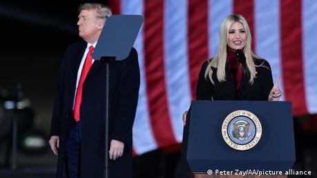 Donald Trump and his daughter and advisor Ivanka Trump attend a victory rally in Georgia two days before the Capitol attack