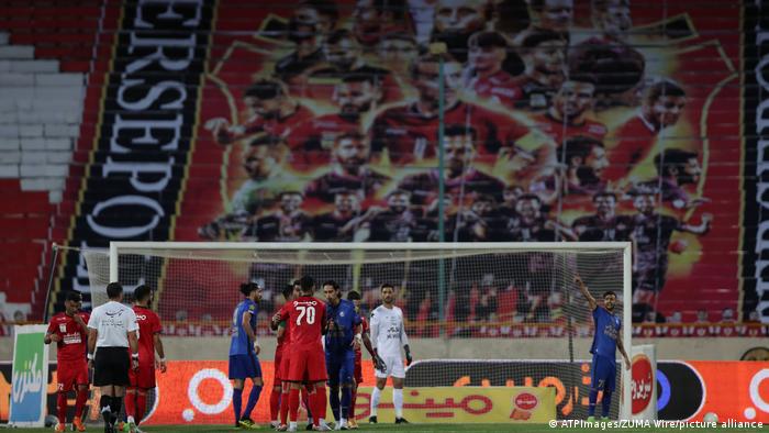 Action from the Tehran Derby between Persepolis and Esteghlal 