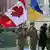 Foto simbólica de soldados con banderas de Canadá y Ucrania.