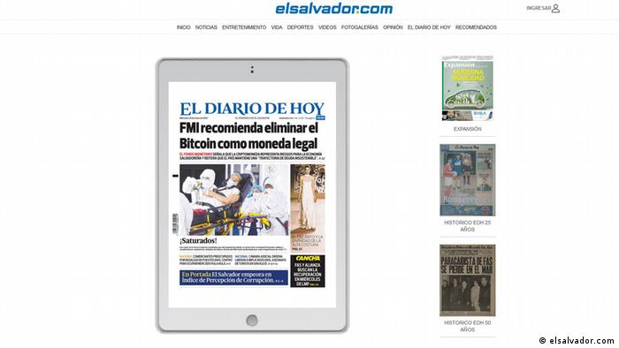 Foto de página web de El Diario de Hoy de El Salvador