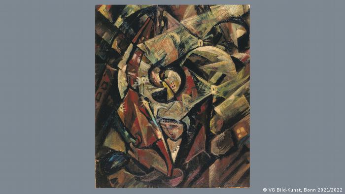 Max Ernst malte dieses Porträt. Die dargestellte Person zersplittert förmlich. 