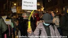 Peng-Shuai-Aktivist bei einer Demonstration in London im vergangenen Dezember