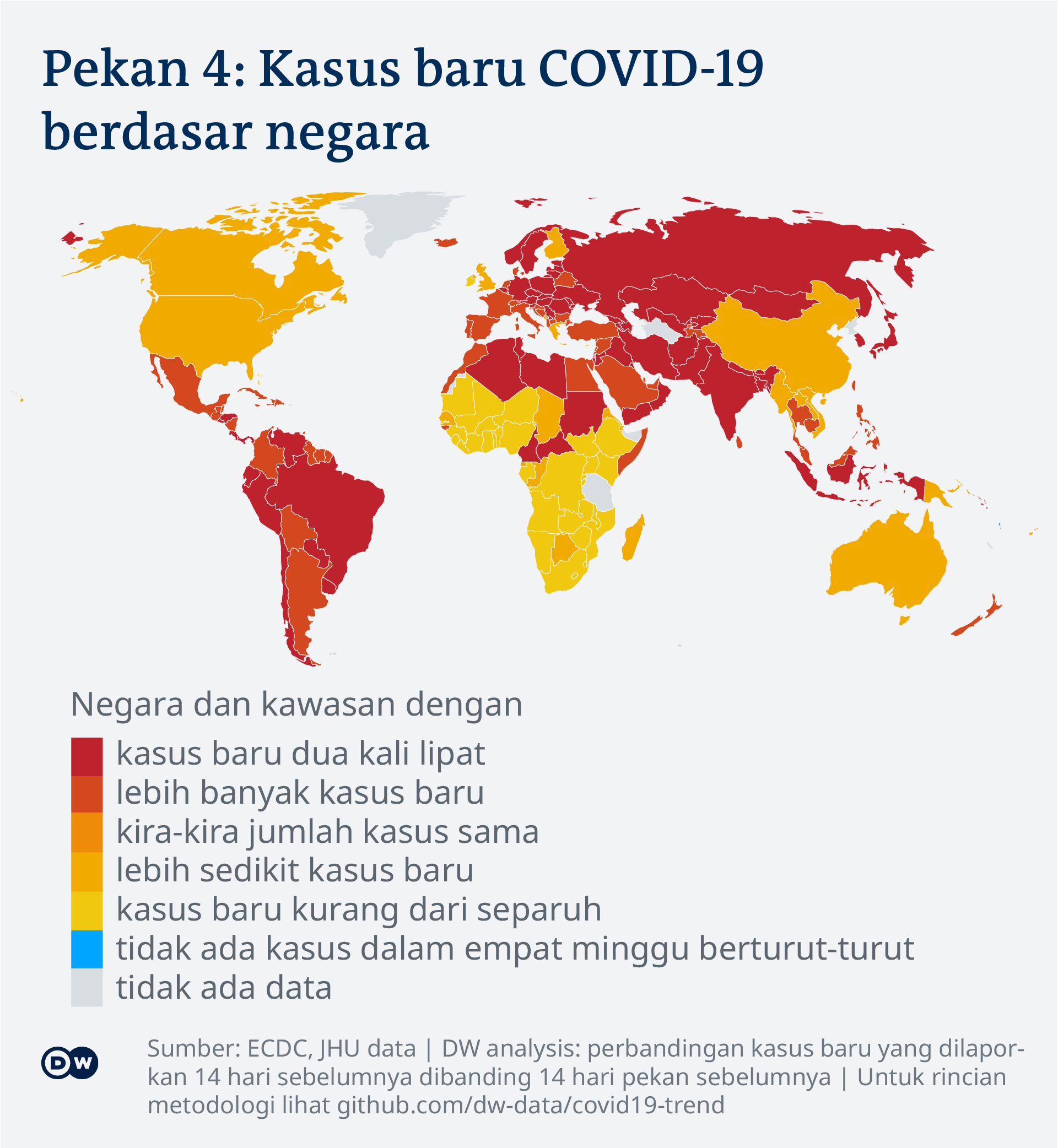 Visualisai data COVID-19 - tren global kasus baru pekan 4 tahun 2022