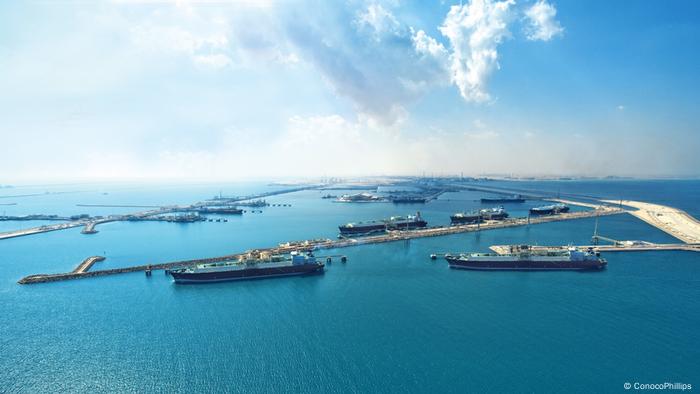 LNG tankers at the port of Ras Laffan in Qatar