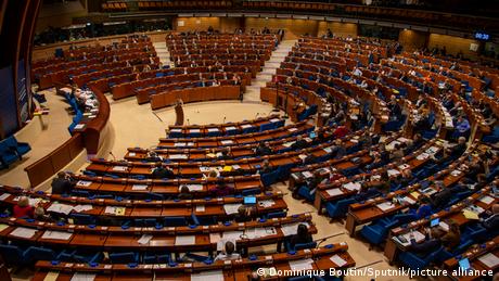 General view of the plenary room of the Parliamentary Assembly of the Council of Europe, in Strasbourg, France