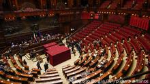 A general view of the Italian parliament during a voting session, in Rome, Friday, Jan. 28, 2022. The first rounds of voting in Italy's Parliament for the country's next president yielded an avalanche of blank ballots, as lawmakers and special regional electors failed to deliver a winner amid a political stalemate. (AP Photo/Gregorio Borgia, pool)
