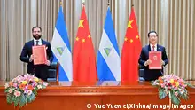 16.12.2021
211216 -- MEXICO CITY, Dec. 16, 2021 -- China and Nicaragua sign the joint communique on the resumption of diplomatic relations between the People s Republic of China and the Republic of Nicaragua in north China s Tianjin, Dec. 10, 2021. Xinhua Headlines: Important opportunity for deeper Nicaragua-China cooperation as ties resume YuexYuewei PUBLICATIONxNOTxINxCHN 