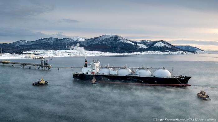 Liquefied gas tanker in Russia's Sakhalin Region