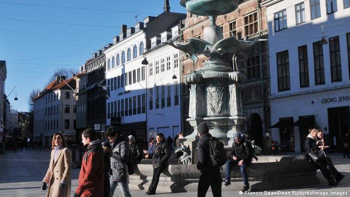 Central Copenhagen with Danes not wearing masks