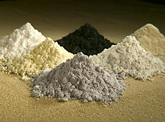 Picture of various rare earth elements, close-up.