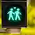 Traffic light that shows two green human figures and a heart