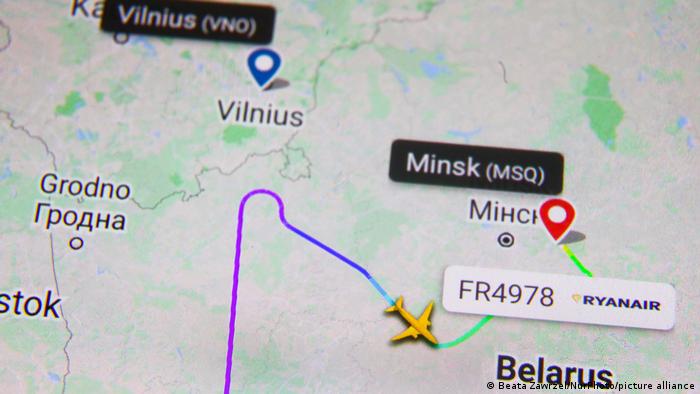 Интерактивная карта рейса Ryanair FR4978, совершившего вынужденную посадку в Минске