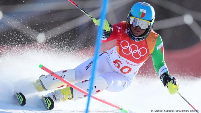 Mialitiana Clerc from Madagaskar competes at a skiing event at the 2018 Pyeongchang Olympics.