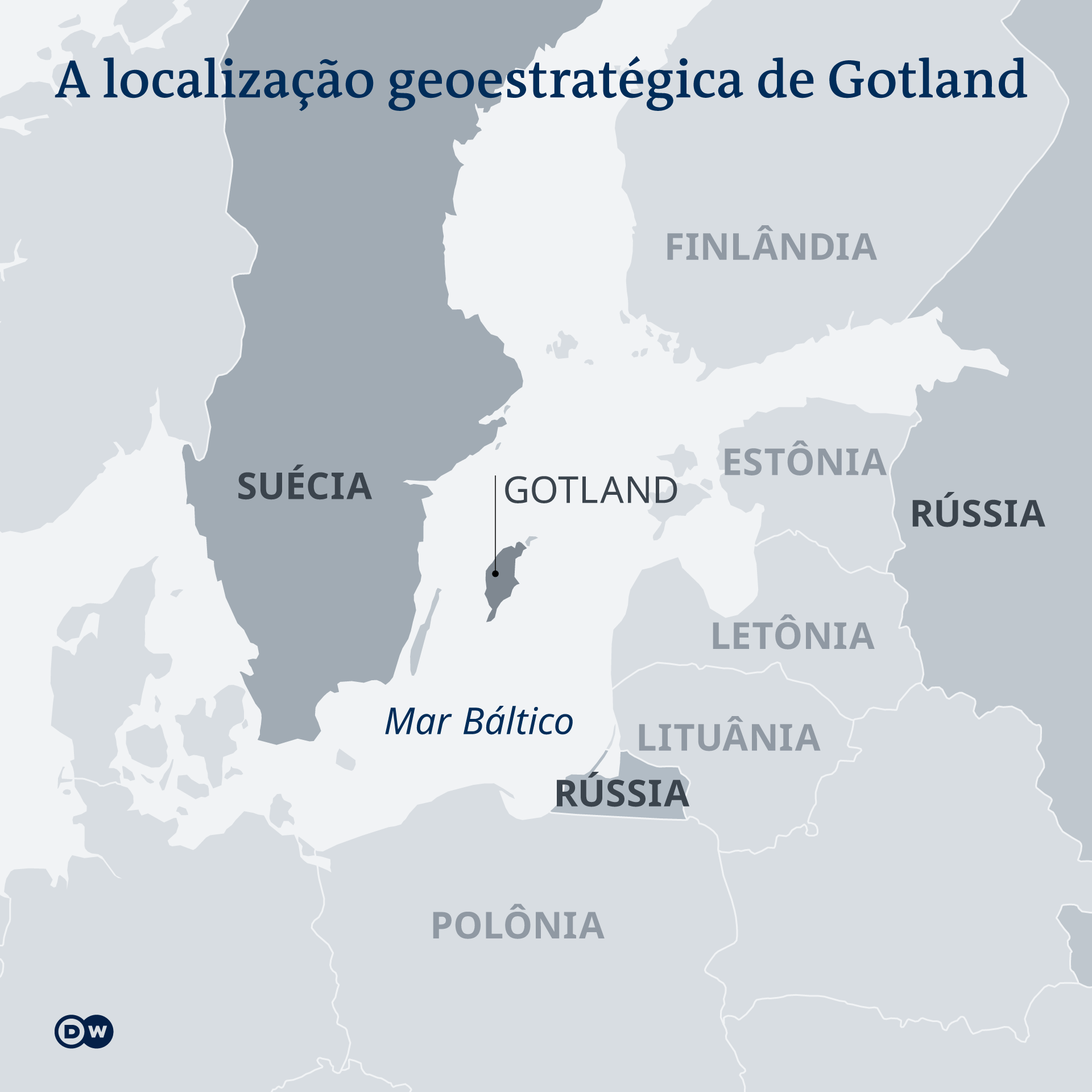 Mapa mostra ilha sueca de Gotland