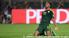 Senegal's defender Abdou Diallo celebrates after scoring his team's first goal during the Africa Cup of Nations (CAN) 2021 semi final football match between Burkina Faso and Senegal at Stade Ahmadou-Ahidjo in Yaounde on February 2, 2022. (Photo by CHARLY TRIBALLEAU / AFP) (Photo by CHARLY TRIBALLEAU/AFP via Getty Images)