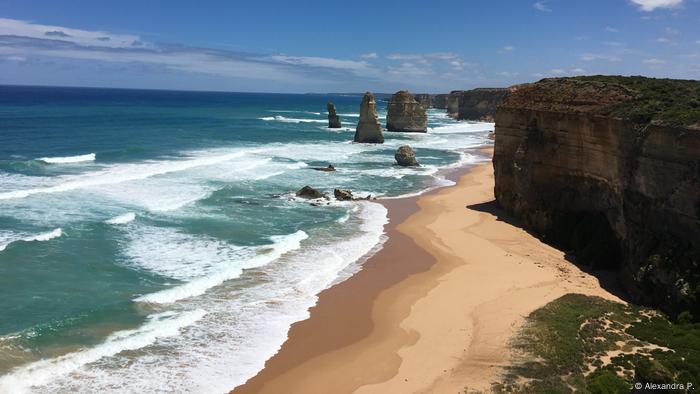 View of the sea and the Twelve Apostles in Australia.