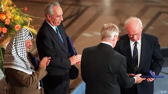 Flash-Galerie Friedensnobelpreisträger 1994 Jassir Arafat Schimon Peres und Jitzchak Rabin