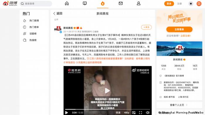 Screenshot | Frau in chinesischem Dorf angekettet