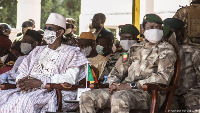 Malian President Assimi Goita seated with other mlitary leaders