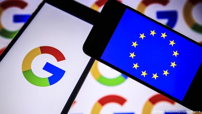 Google Logo und EU Flagge