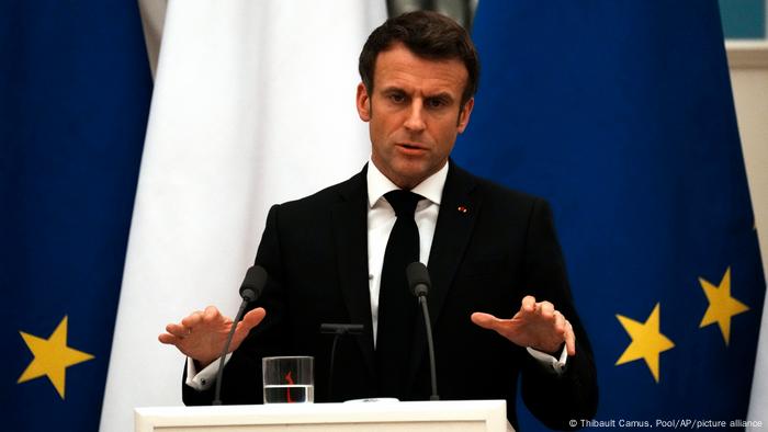 Ukraine-Konflikt - Frankreichs Präsident Macron in Moskau - PK