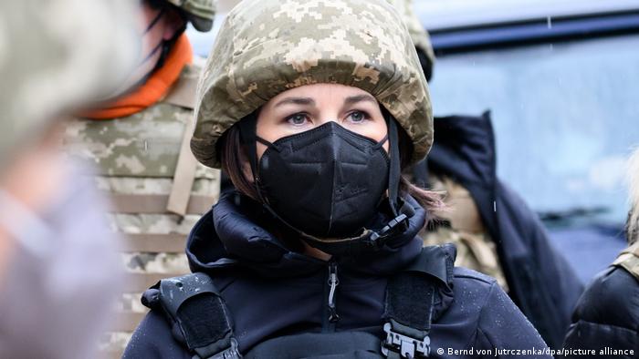 German Foreign Minister Annalena Baerbock visits the frontline of the conflict in Eastern Ukraine