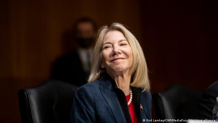 US Ambassador to Germany Amy Gutmann at a Senate Committee hearing