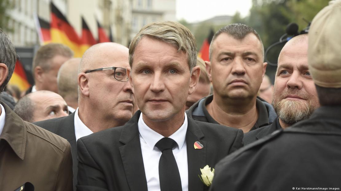 Björn Höcke and supporters taking part in a march in 2018
