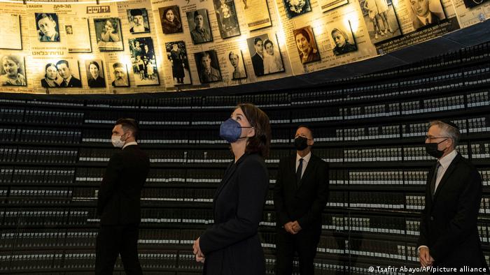 German Foreign Minister Annalena Baerbock visits the Hall of Names