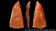 This undated photo provided by Ludovic Slimak shows nanopoints of the Modern Neronian technologies found in the Mandrin cave, near Montelimar, southern France. Scientists have uncovered fossilized modern human remains and tools sandwiched between Neanderthal remains and tools in the stratigraphic record at a site in the Rhône Valley in France, suggesting occupation of the area alternated between Neanderthals and modern humans. (Ludovic Slimak via AP)