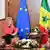 EU Commission president, Ursula von der Leyen, and AU chair and Senegal's president, Macky Sall, talking. 