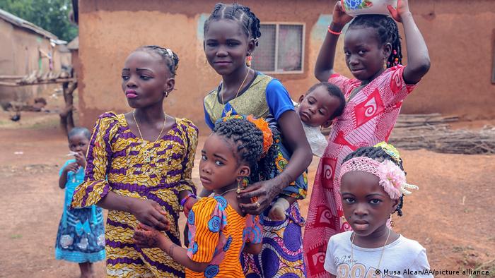 Ghainaian girls pose for a photo during a feast in the northern city of Tamale.