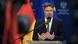 Robert Habeck speaking at a press conference in Poland in front of German and EU flags Robert Habeck speaking at a press conference in Poland in front of German and EU flags