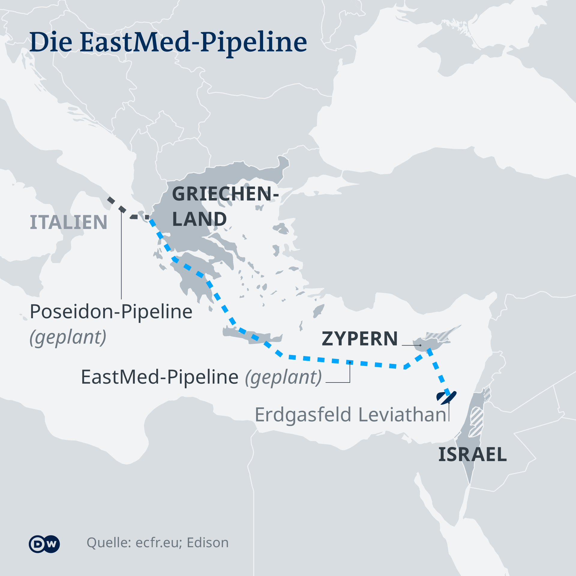 Karte EastMed Pipeline DE